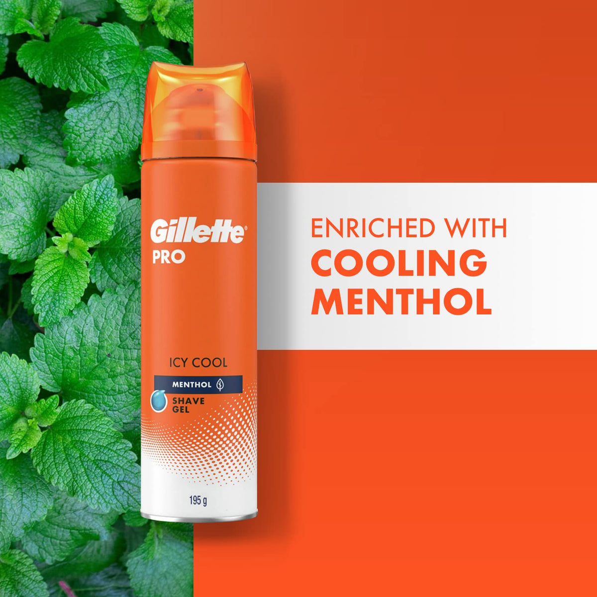 Gillette PRO SHAVING GEL ICY COOL WITH MENTHOL-195gram, White