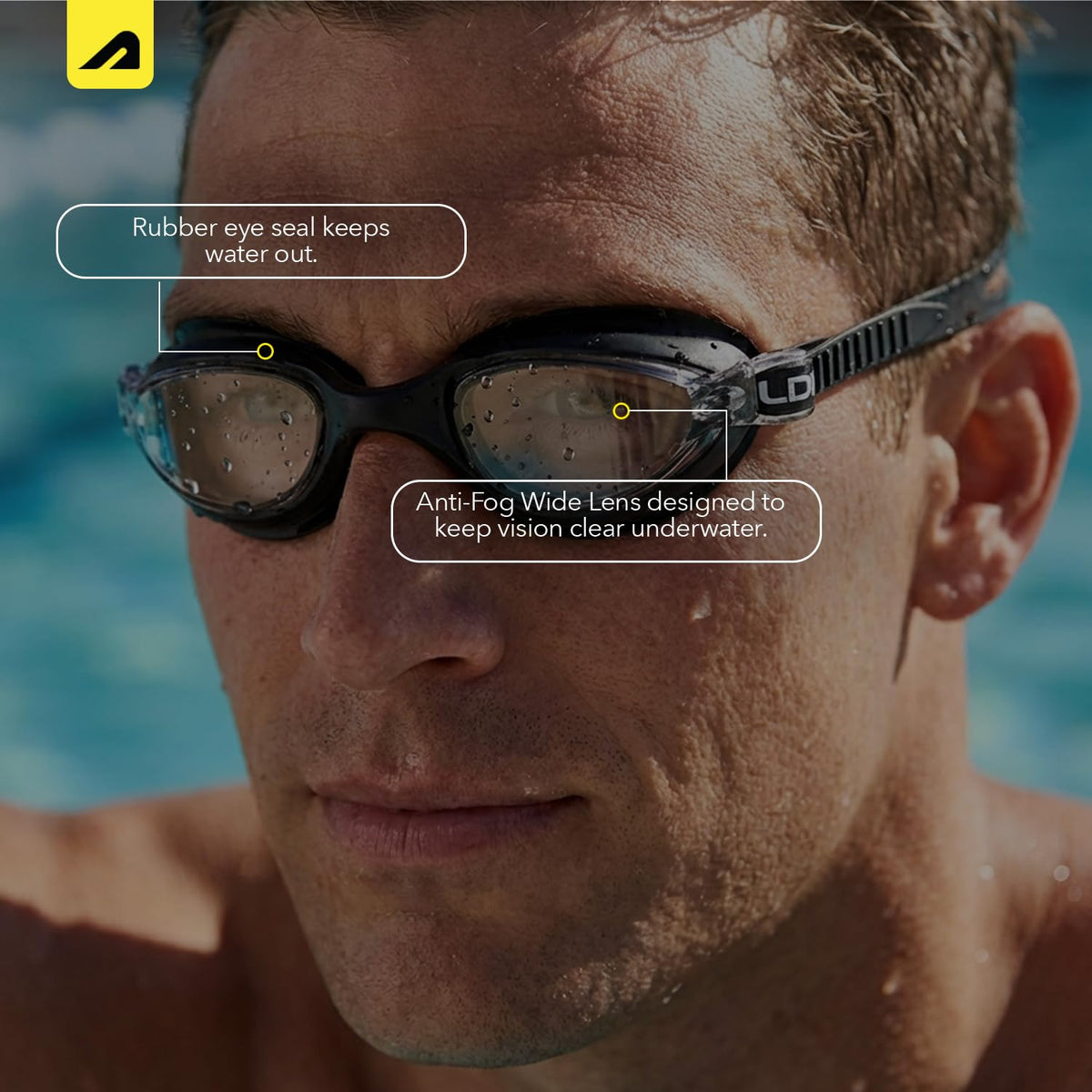 Boldfit Swimming Goggles for Men & Women with Adjustable Strap, Air Tight, for Adults - Classic Black