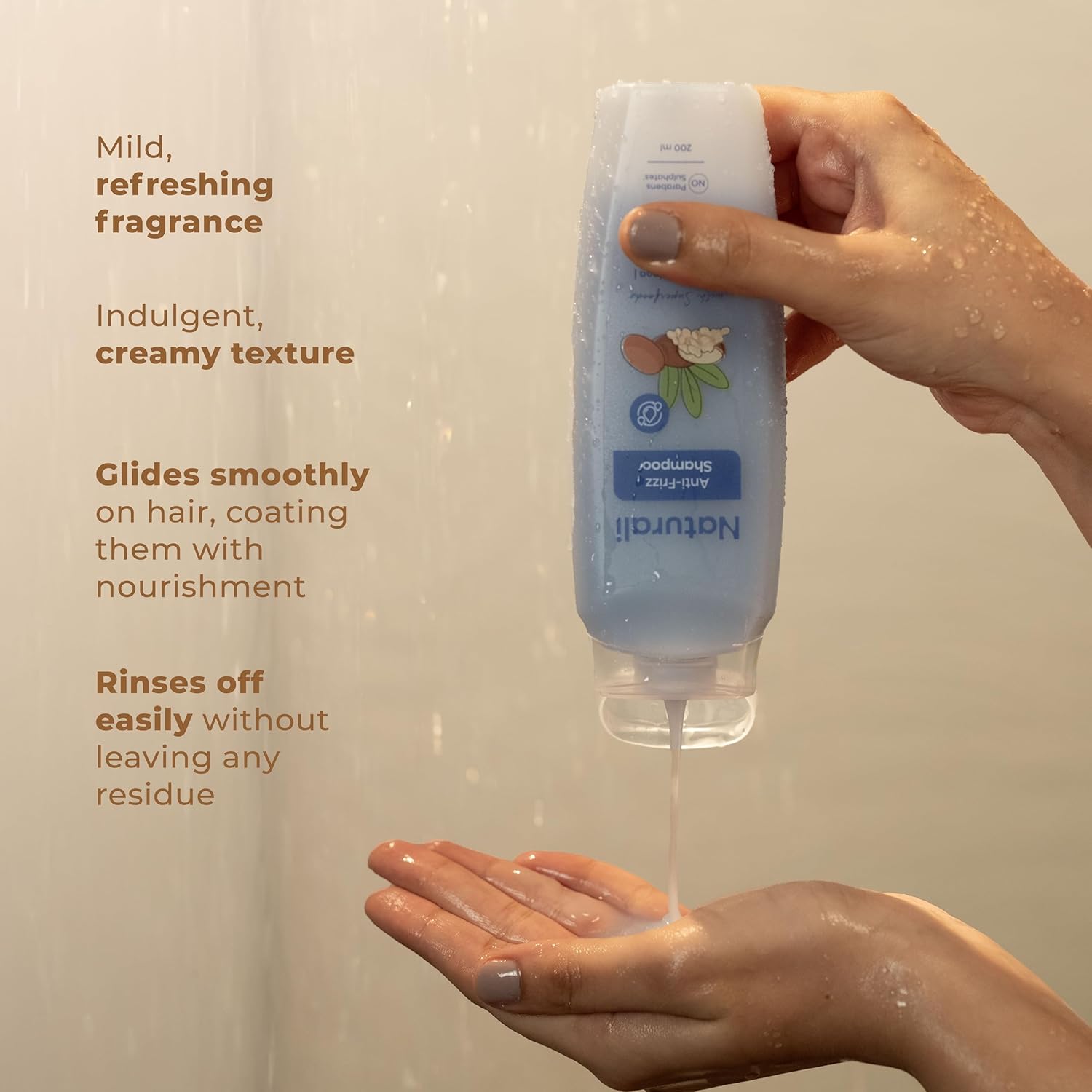 Naturali Moisture Filling Shampoo, With Hyaluronic Acid, Argan Oil & Quinoa For Dry & Dehydrated Hair, Adds Shine & Bounce, Hyaluron Moisture 100H, 370Ml.