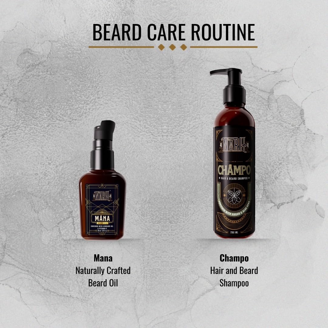 NARH MANA | Premium Beard Oil | All-Natural Grooming Oil with Oud Fragrance | Non-Sticky, Hydrating, Beard Nourishing Formula | Enriched with Jojoba, Avocado Oi
