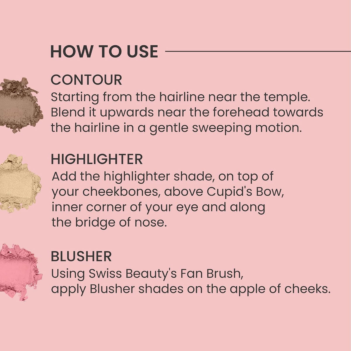 Swiss Beauty Cheek-A-Boo 3-in-1 Face Palette – Blusher, Contour & Highlighter | Highly Pigmented, Blendable & Lightweight | Long-Lasting Makeup Palette for All