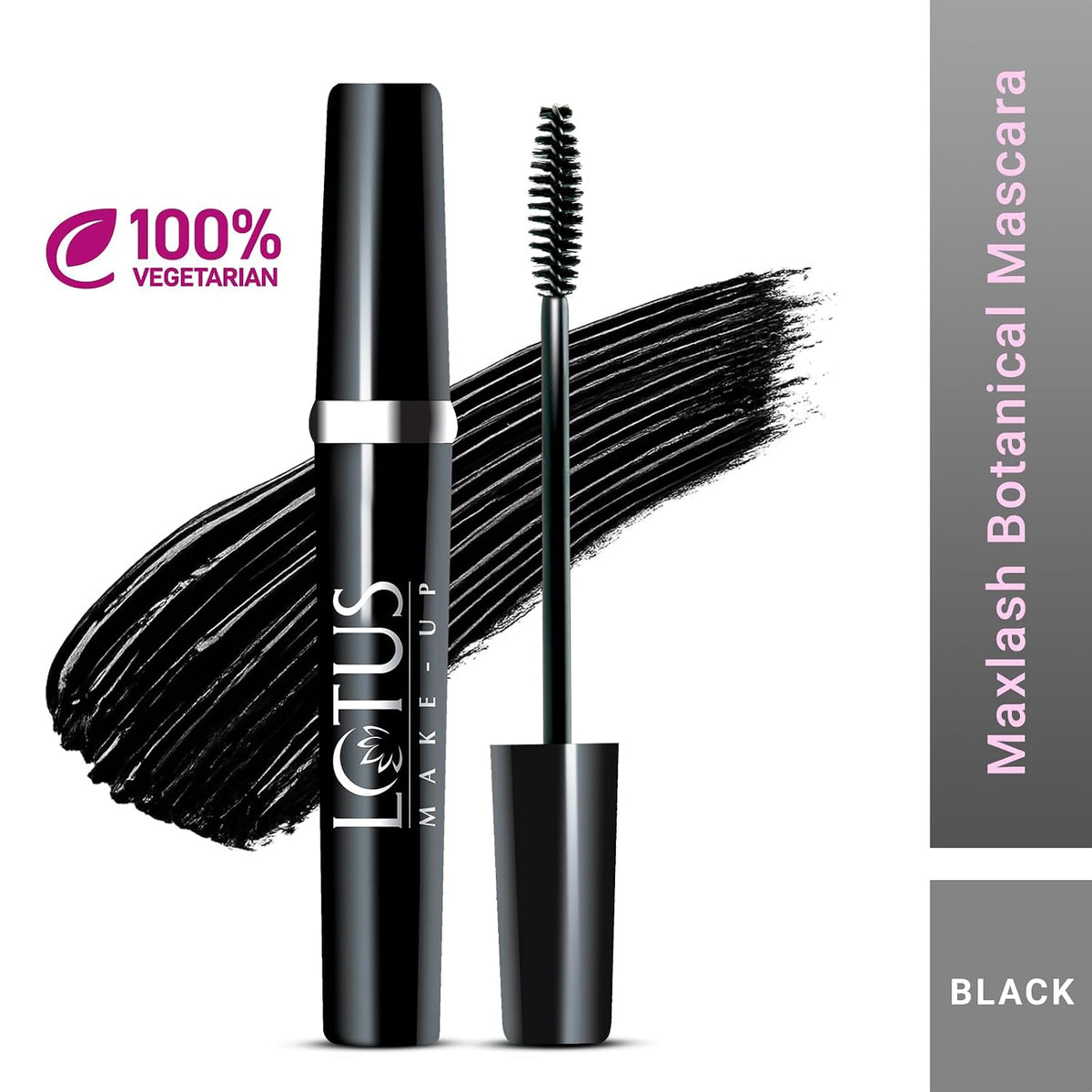 Lotus Make-Up Maxlash Botanical Mascara | Waterproof, Smudge-Proof & Long-Lasting | Clump-Free Volumizing Mascara with Witch Hazel & Lavender Oil | Fragrance Fr