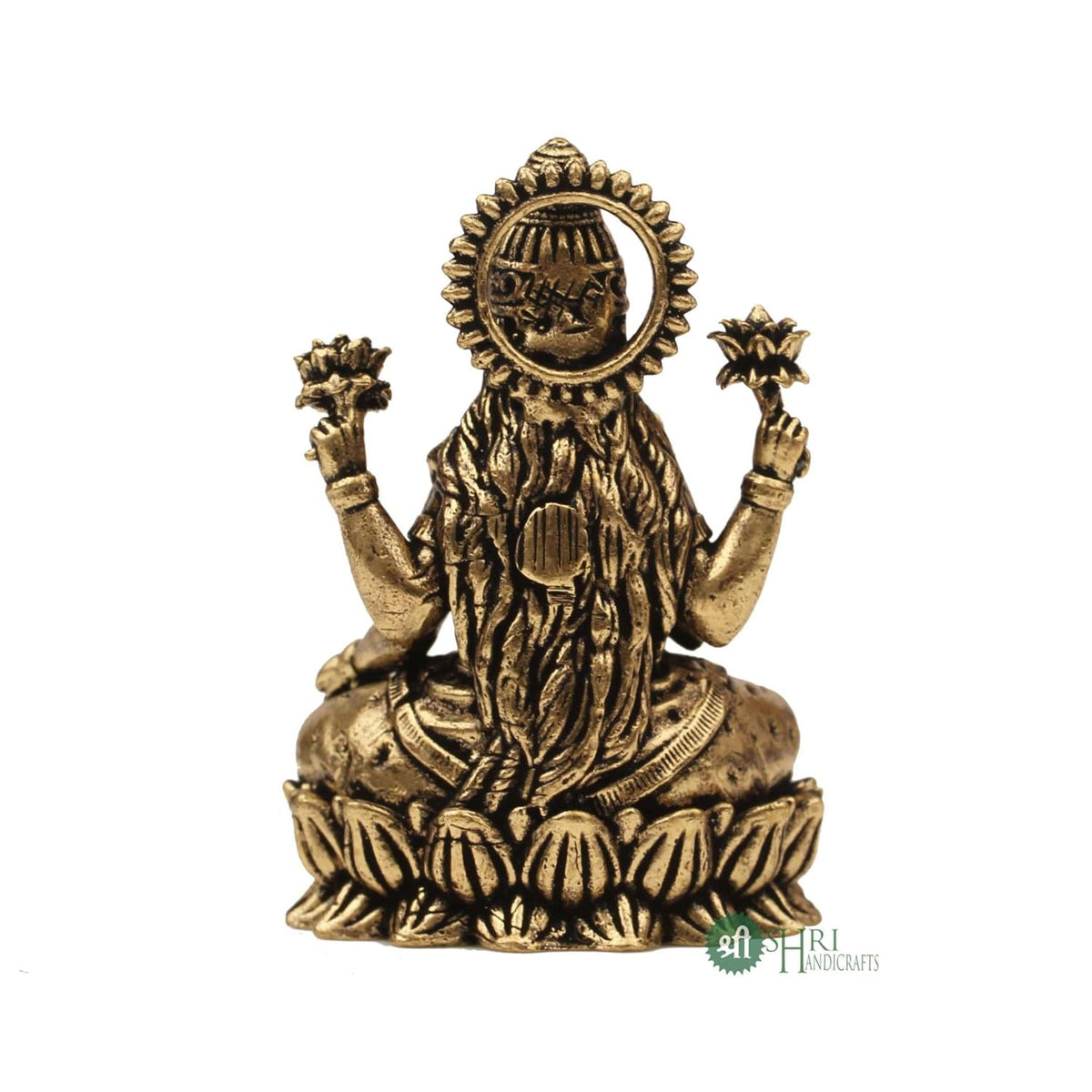 INDICAST Brass 2" Goddess Maa Laxmi Idol Murti Statue for Home and Office (5x3x2 cms, 40gm) Brass (40gm_2")