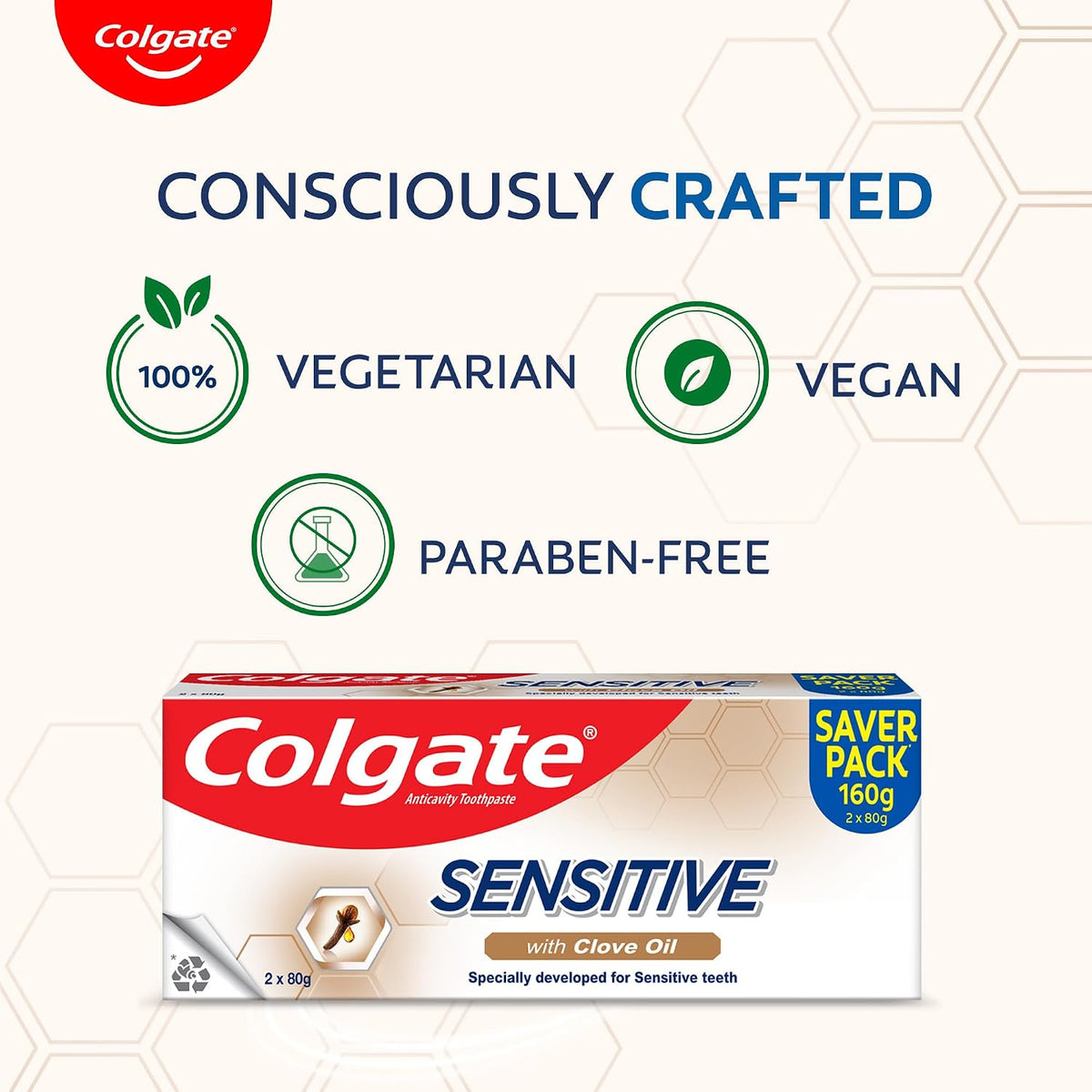 Colgate Sensitive Toothpaste with Clove Oil, for Sensitivity Relief, 160g, 160 g (Pack of 1)