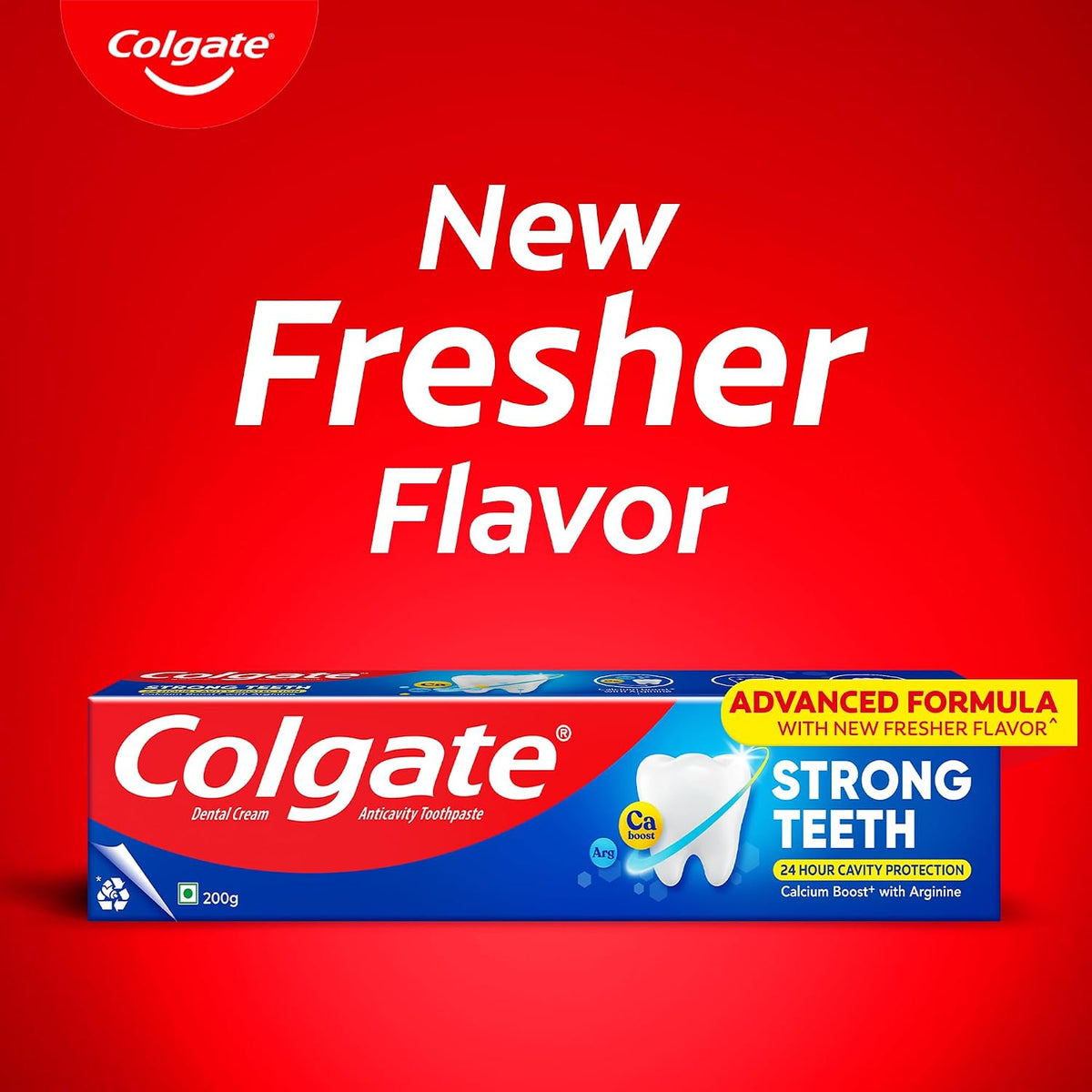 Colgate Strong Teeth, 500g (200g + 200g + 100g), Calcium-boost Tooth Paste for 2X Stronger Teeth, Protects Enamel, Whitens Teeth, Fresh Breath & Prevents Caviti