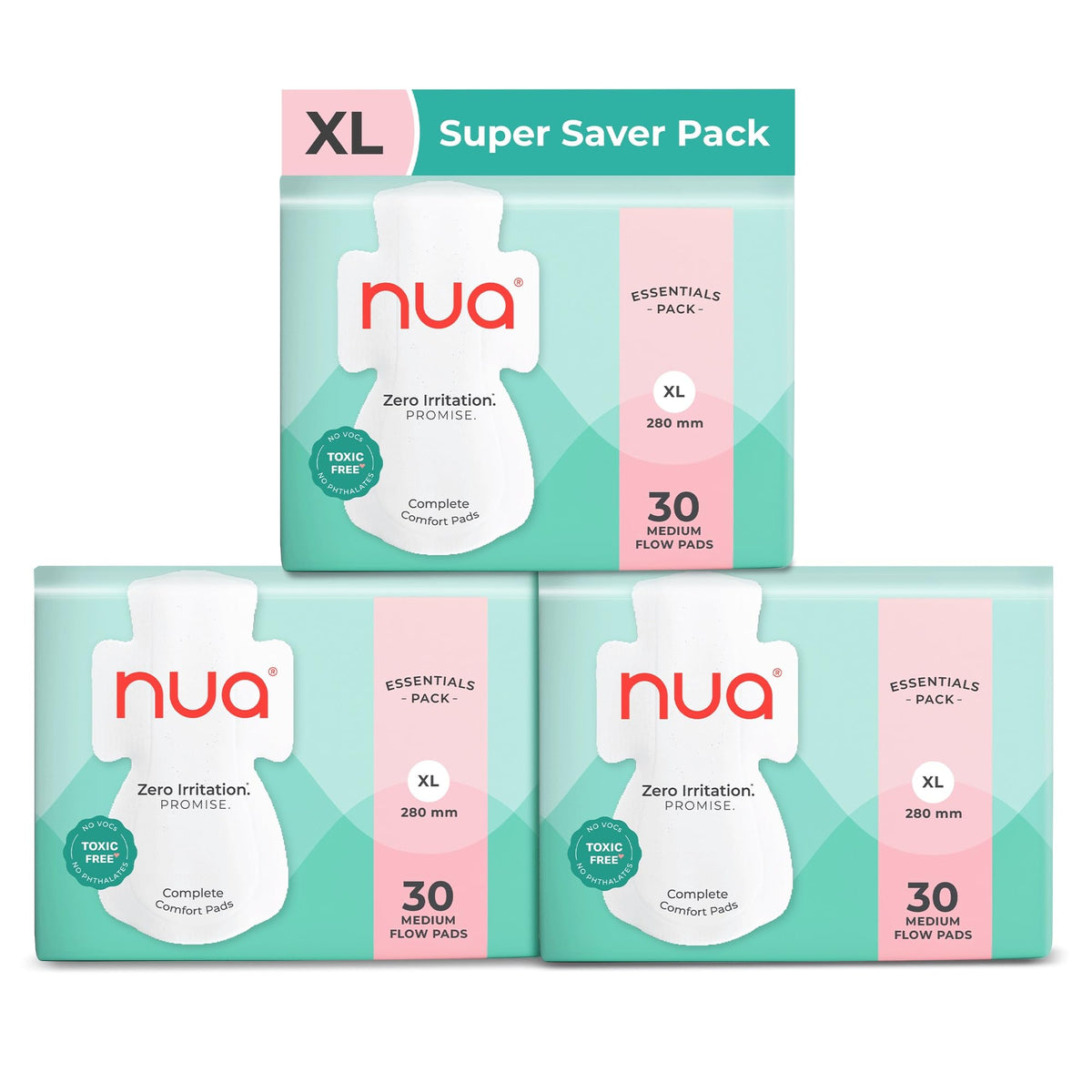 Nua Complete Comfort Sanitary Pads for Medium Flow XL XL 90.0
