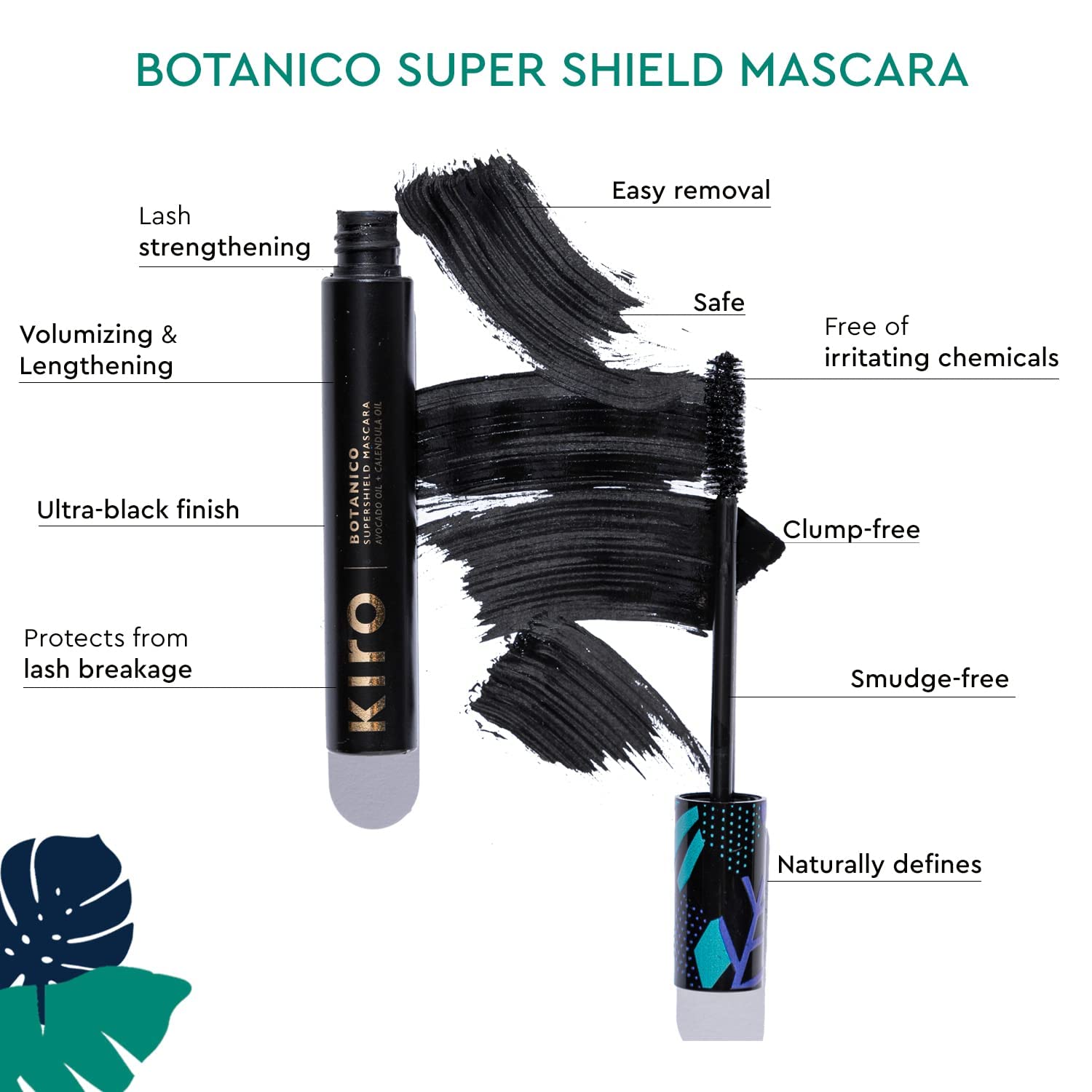 Kiro Botanico Super Shield Mascara - Carbon Black 01, Waterproof, Vegan, 9 g