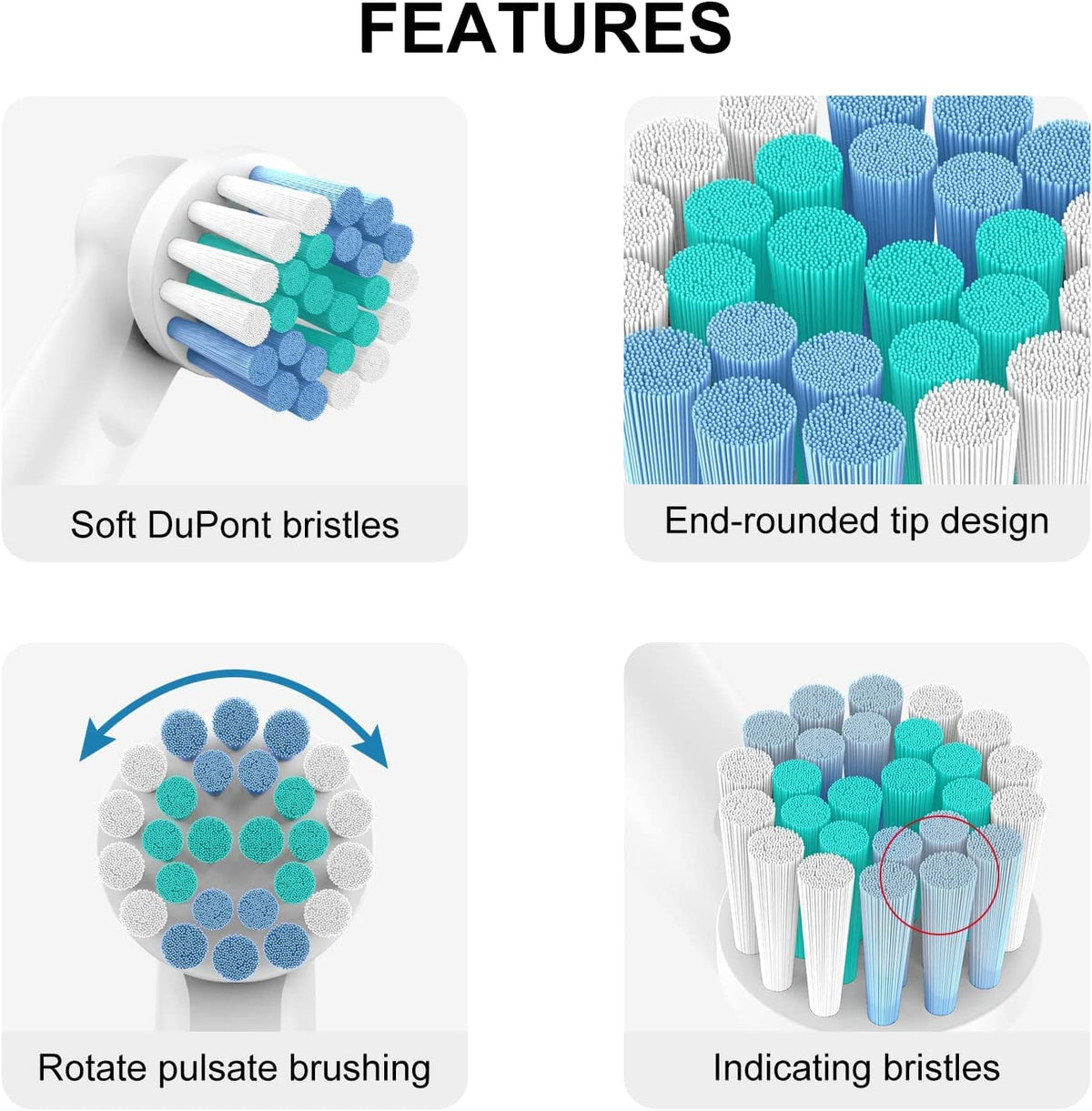 Electric Toothbrush Replacement Heads Compatible with Oral-B for Gum Health Improvement.1 Pack Dupont Bristles Replacement Toothbrush Heads(4PCS) White 4 count