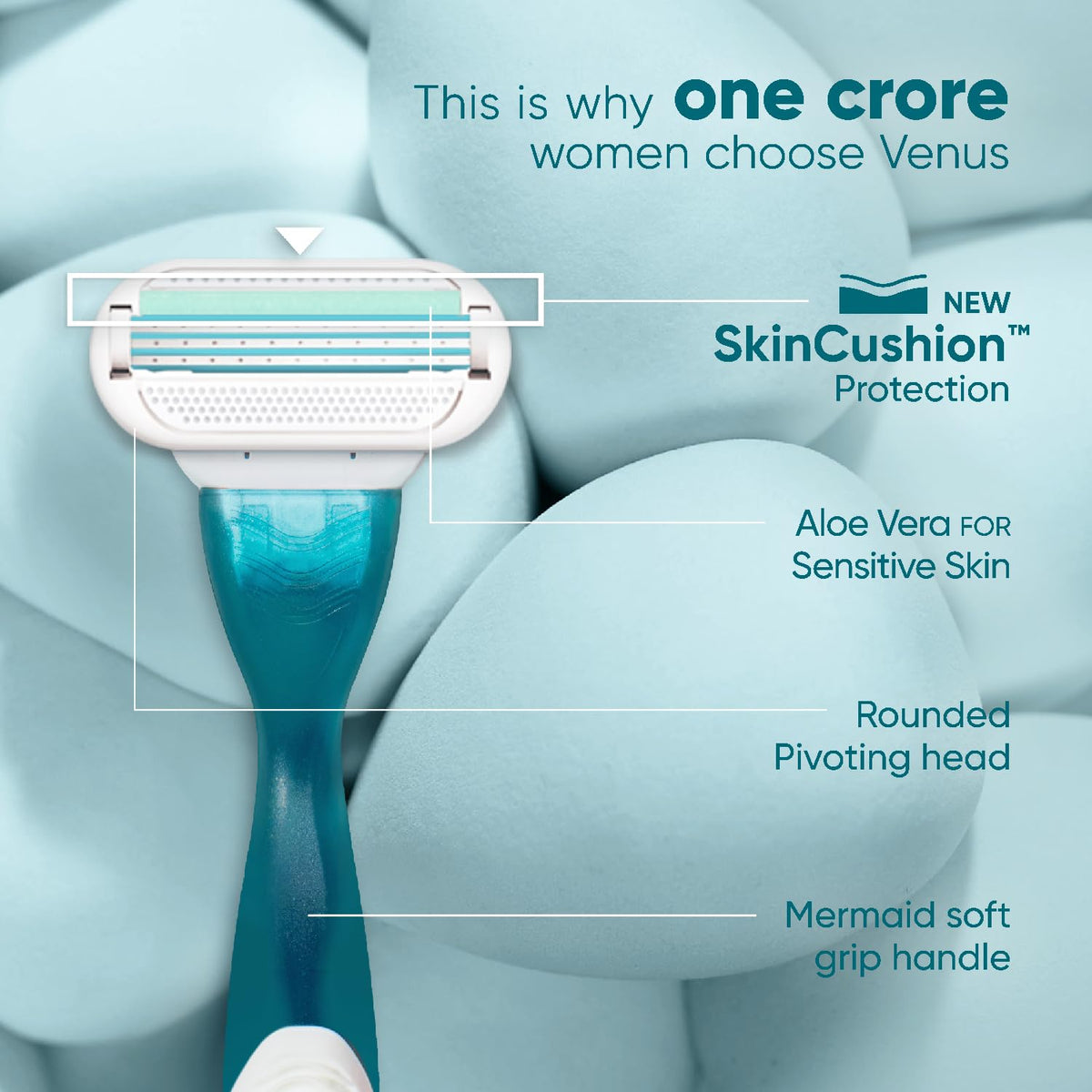 Gillette Venus Women Smooth Combo Pack | Razor Plus 3 Refills | Aloe Vera Smooth H+3C