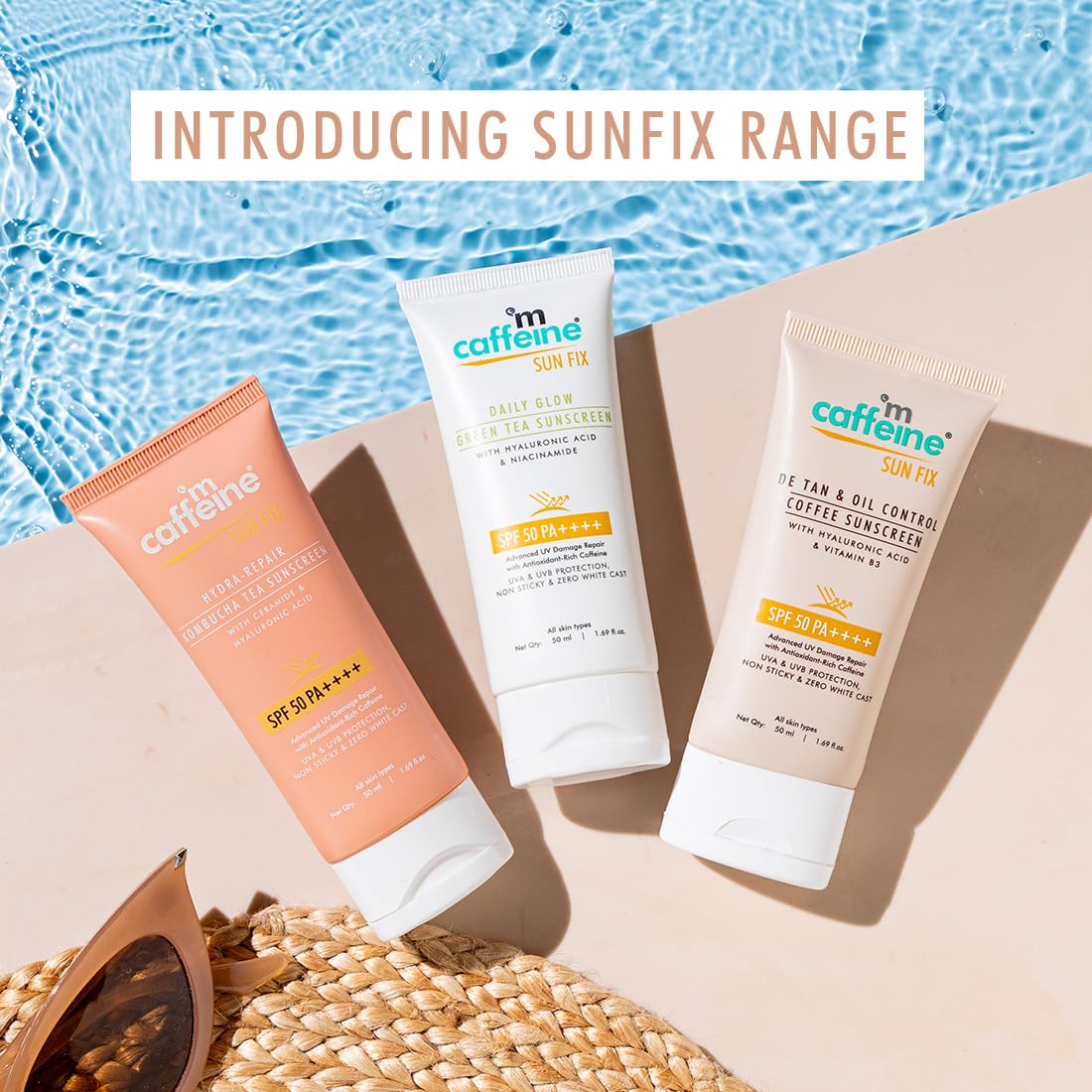 mCaffeine Niacinamide and Hyaluronic Acid Sunscreen SPF 50++ for Oily Skin | Mattifying, Zero White Care, Water Resistant & Non Sticky Sunscreen for Women & Men