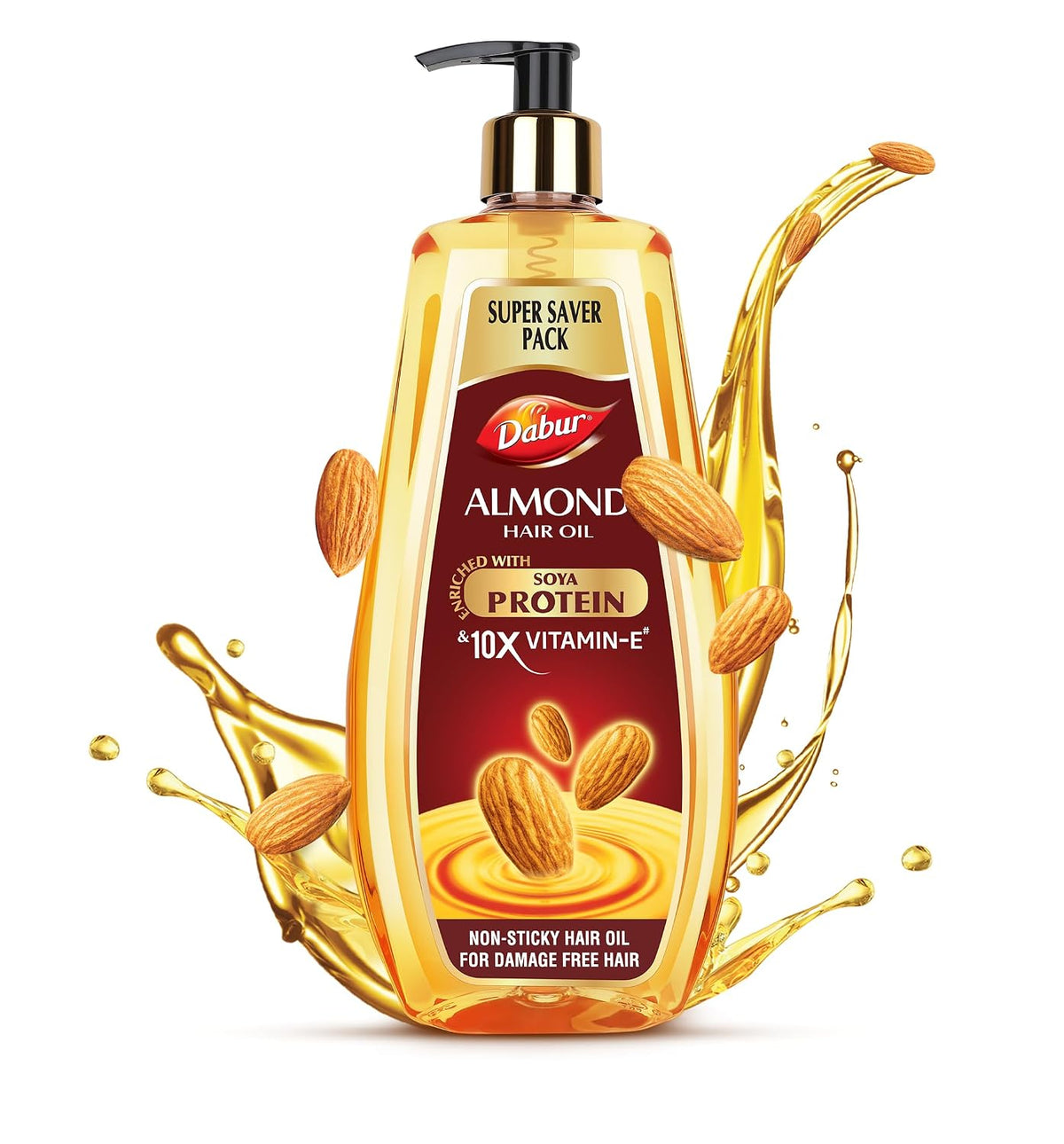 Dabur Almond Hair Oil - 650 ml|Provides Damage Protection|Non Sticky Formula|For Hair Fall control & Shiny Hair|Light Hair Oil with Almonds, Keratin Protein, So
