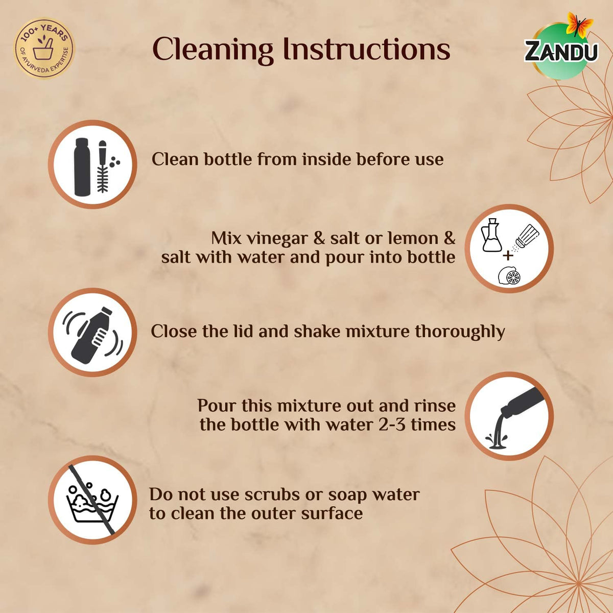 Zandu Copper Bottle (950ml): 100% Pure BPA-Free Water Bottle | Copper-Infused Water | Leak Proof | Office Use | Boosts Immunity | Supports Digestive & Liver Hea