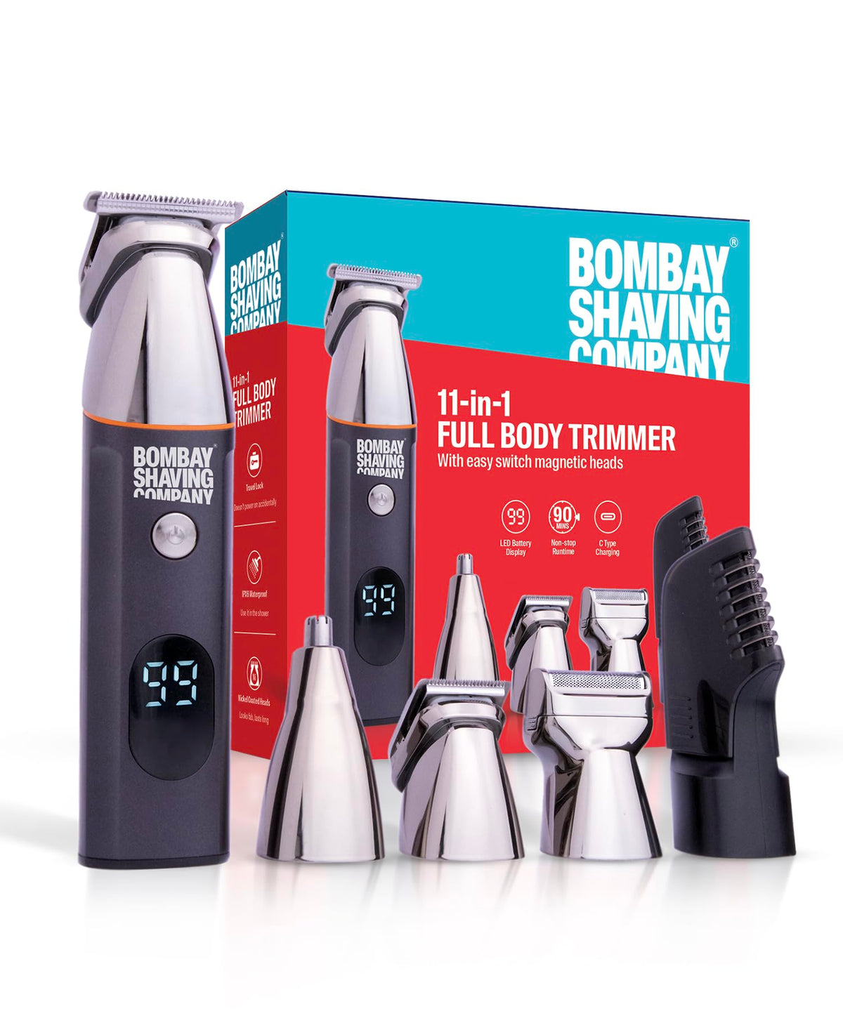 Bombay Shaving Company 11-in-1 All-in-One Trimmer for Men All in One | Beard Trimmer for Man | Hair Trimmer for Man | Body Trimmer for Man | Cordless, Type C, I