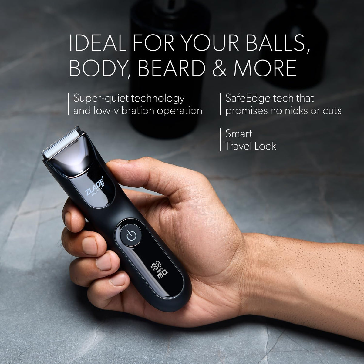 Zlade Ballistic Pro Full Body Trimmer for Men, Beard, Balls, Pubic Hair, Private Parts & Manscaping Groomer | IPX7 Waterproof, No Nicks or Cuts | 7000 RPM Motor