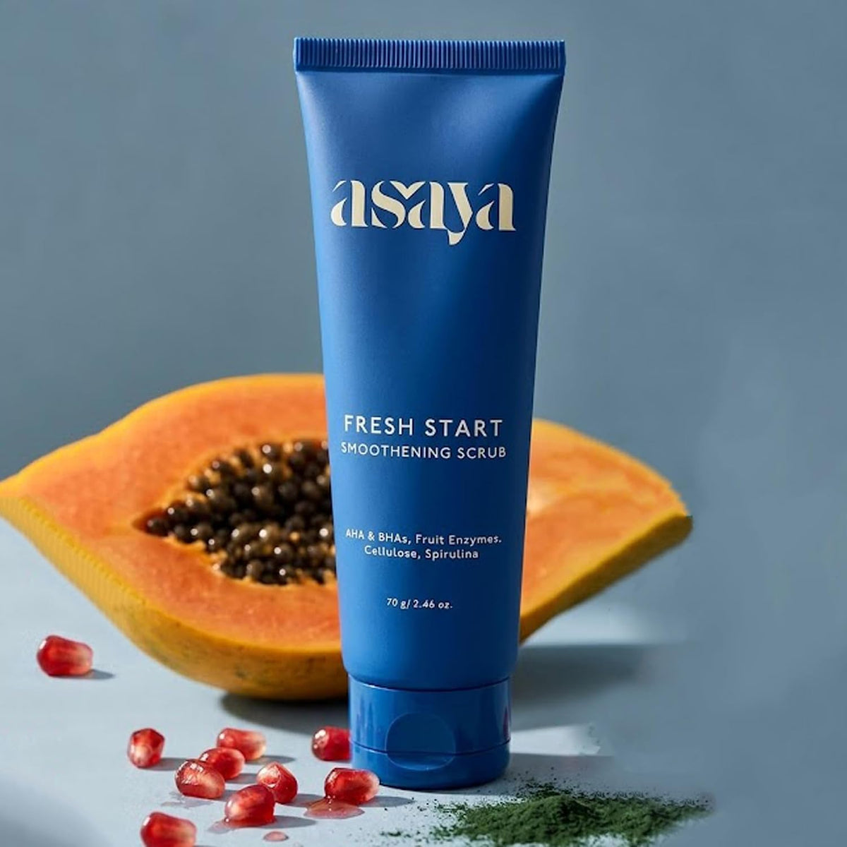 Asaya Fresh Start Smoothening Scrub | Face Exfoliator for Instant Glow-Up | Exfoliating Face & Body | AHA BHA | Dead Skin Remover for Pores, Blackheads & Uneven