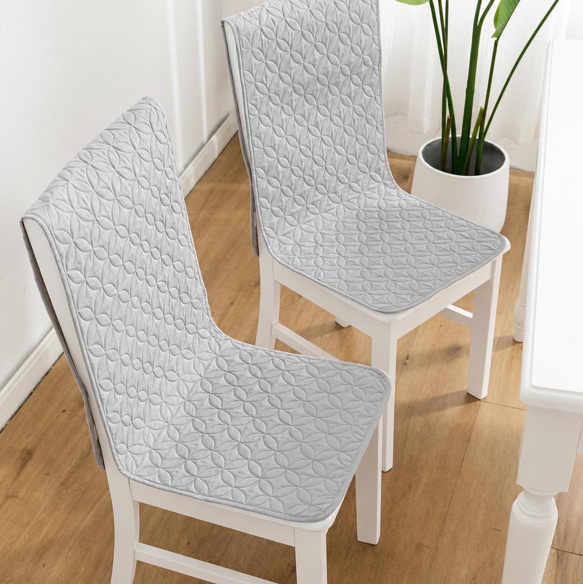 HOMETHREADS Non-Slip Chair Cover-Universal Fit for Kitchen & Dining Chairs-Cushioned Comfort – Stylish Machine Washable Seat Cover-140x40cm (Light Grey, Pack of