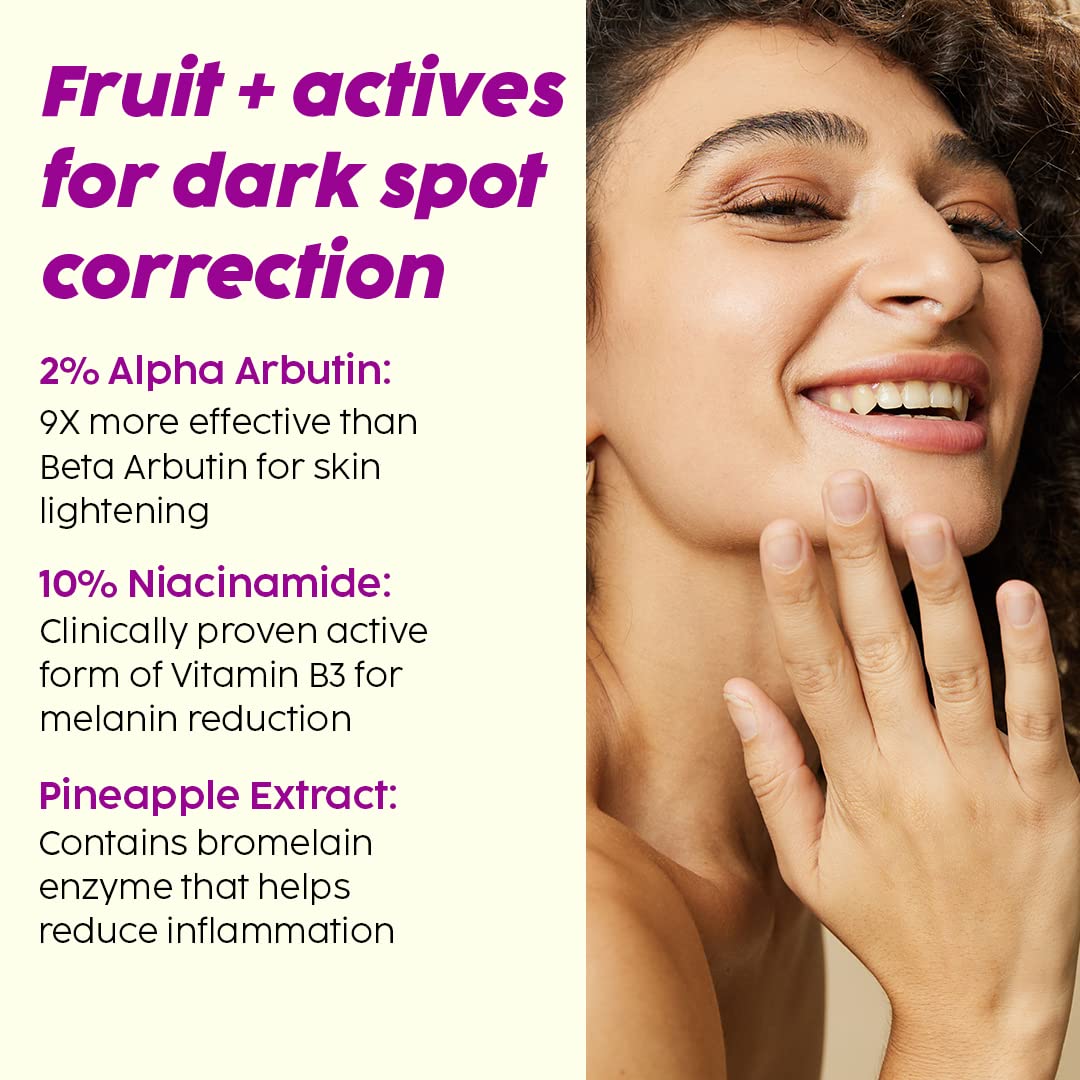 The Plant Fix Plix 2% Alpha Arbutin Pineapple De-Pigmentation Dewy Face Serum for Pigmentation & Dark Spots Removal for Unisex with 10% Niacinamide, 5% PHA for All Skin, 30ml (Pack of 1)