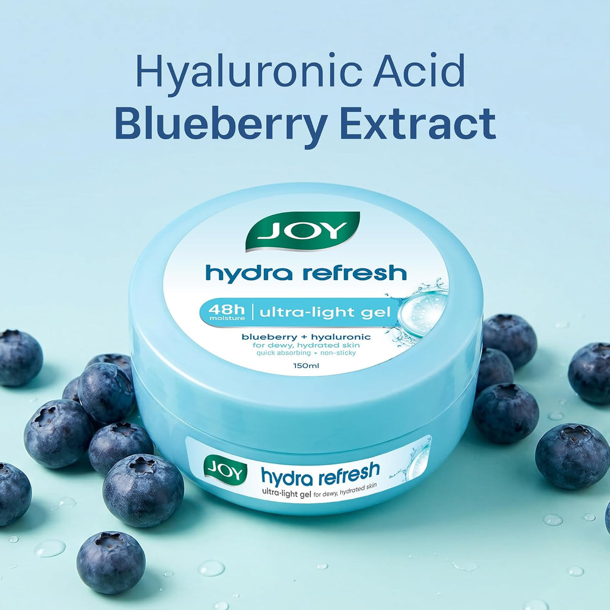 Joy Hydra Refresh Ultra Light Oil-Free Gel Moisturizer for Oily & Acne-Prone Skin | Hyaluronic Acid + Panthenol | 48hr Hydration, Non-Sticky Matte Finish | 150m