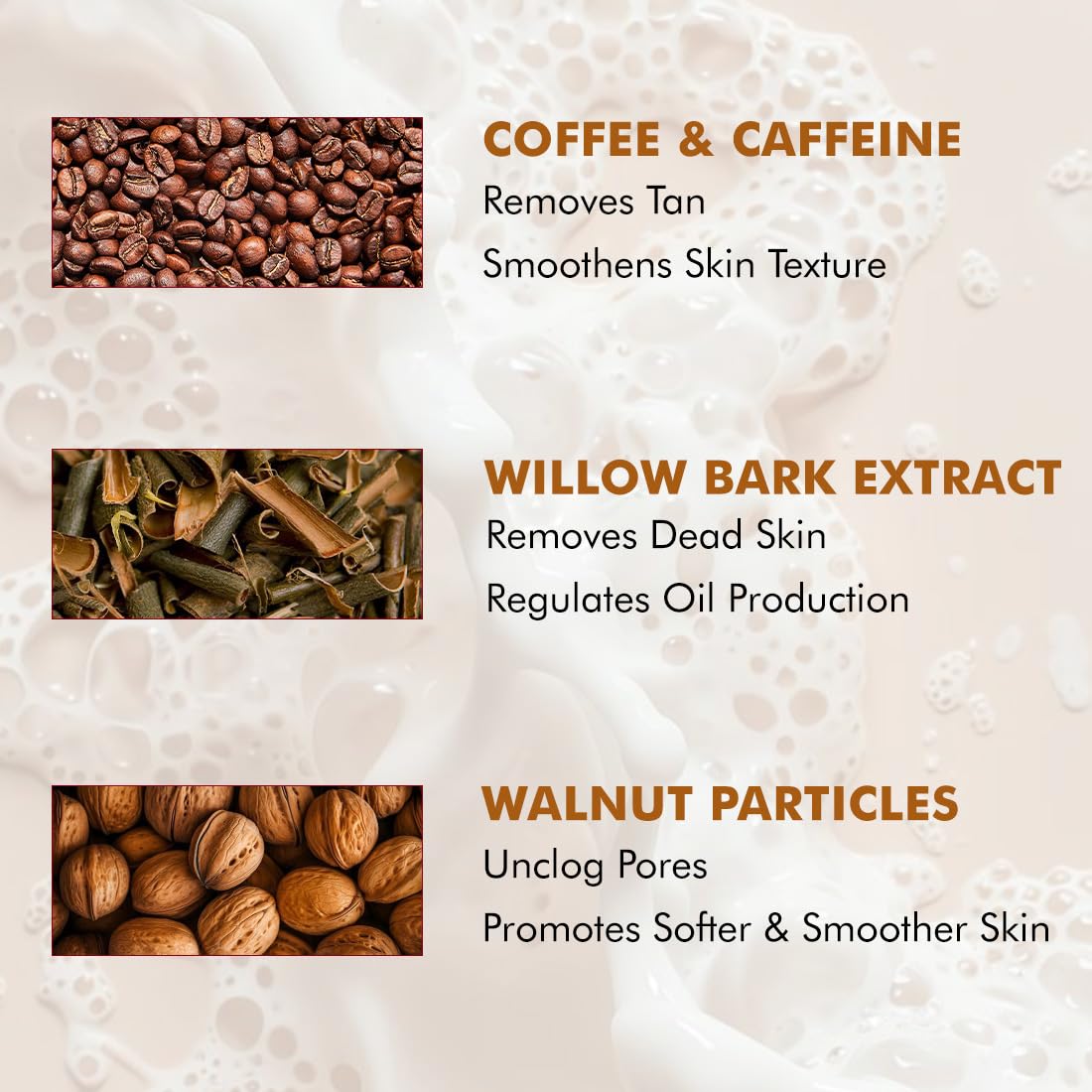 mCaffeine Exfoliating Tan Removal Soap - 1% Salicylic Acid & Lactic Acid - Pack of 3x100g | Coffee & Exfoliating Particles - Soft, Glowing Skin | Sweet Caramel