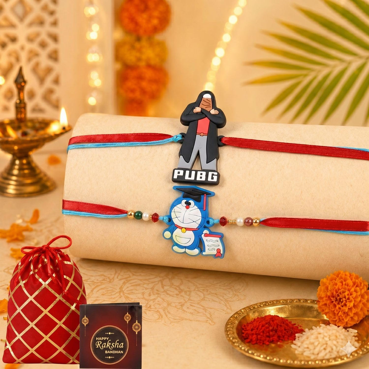 Kalakriti Cartoon Character Rakhi Set of 2 for Kids Brother – Fun & Colorful Rakshabandhan for Boys & Toddlers RakhiGanesh