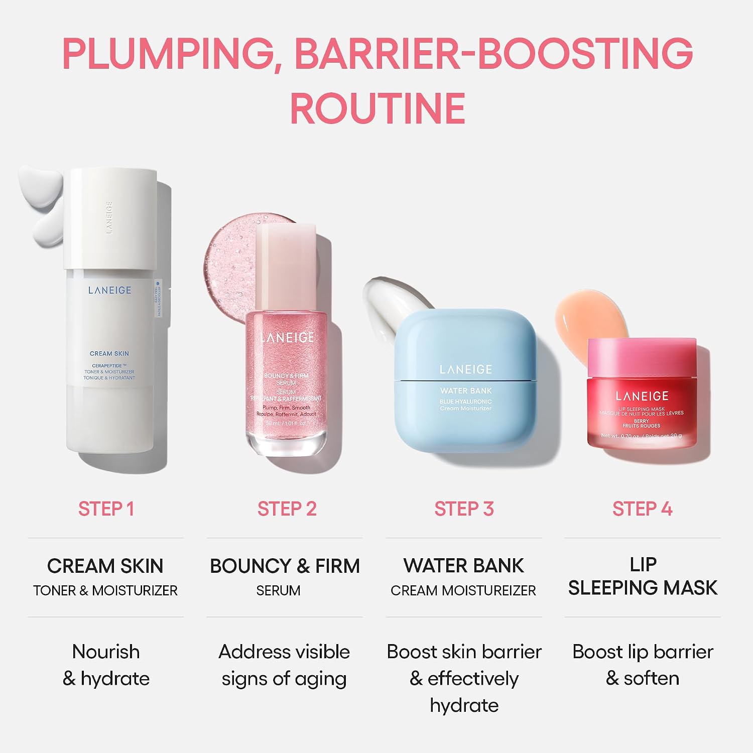 Laneige Bouncy & Firm Radiance Boosting Serum with Peony & Collagen and Peptides for Hydrated and Firm Skin | Instant Glow