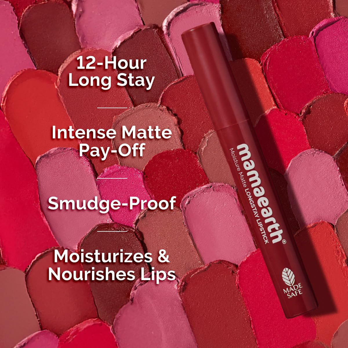 Mamaearth Moisture Matte Longstay Lipstick with Avocado Oil & Vitamin E for 12 Hour Long Stay - 2 g (Raisin Punch)
