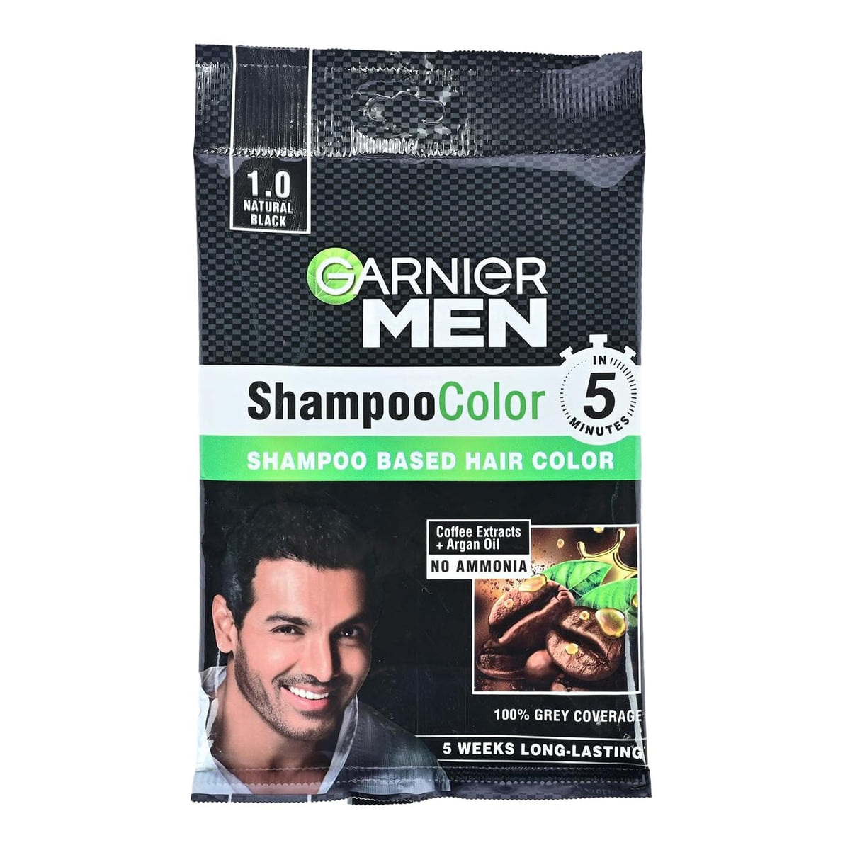 Garnier Hair Color Shampoo for Men, 1.0 Natural Black, 20 ml