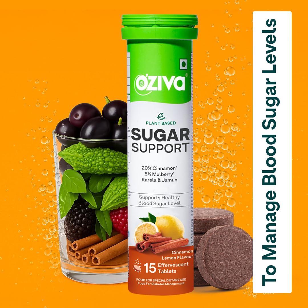OZiva Sugar Support Effervescent, Blood Sugar Control, 30 Tabs