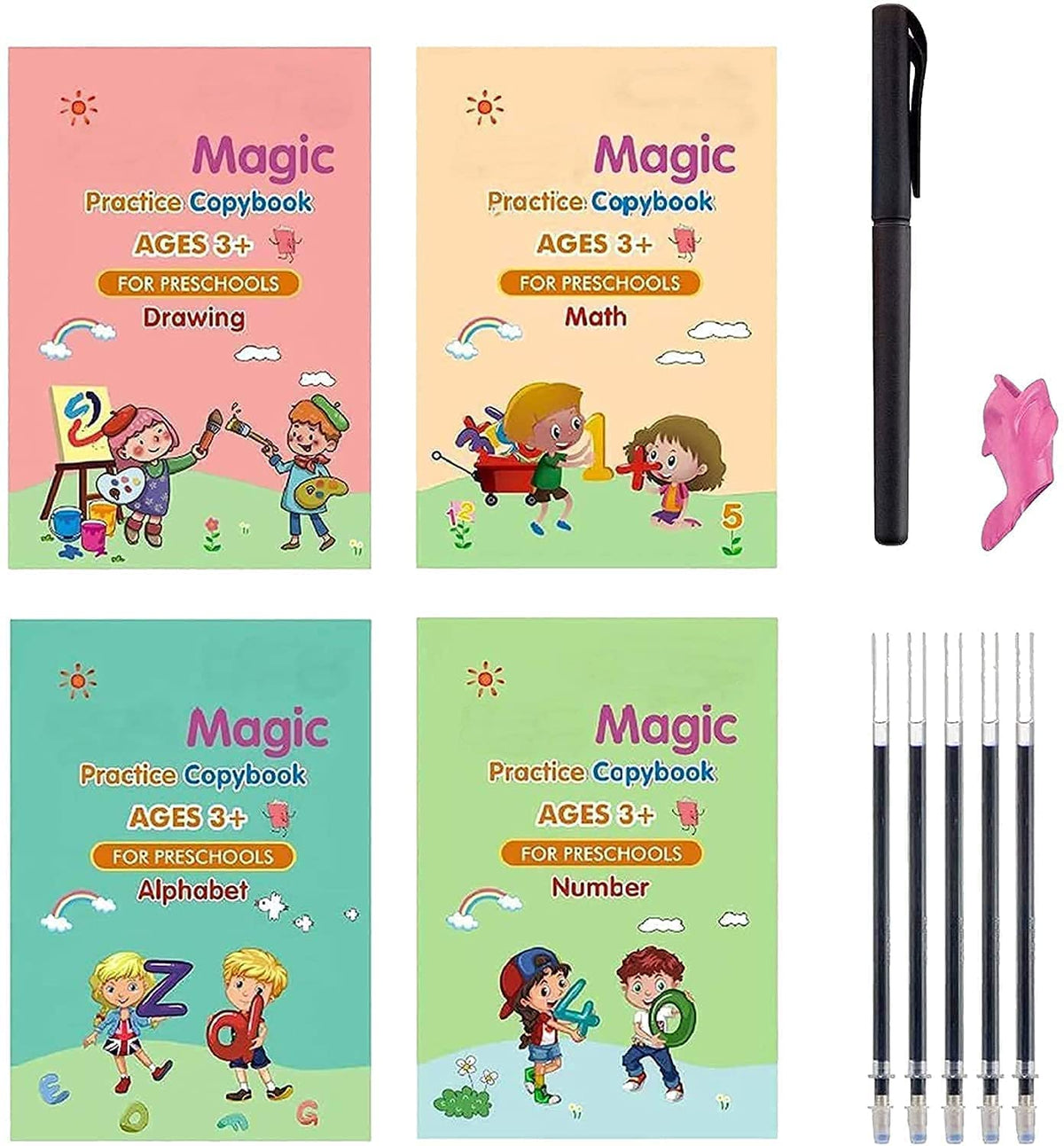 Practice magic notebook kids | Number Tracing Book for Preschoolers with Pen | Magic Calligraphy Copybook Set Practical Reusable Writing Tool Simple Hand Letter