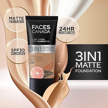 Faces - All Day Hydra Matte Foundation|3-In-1 Foundation+Moisturizer Cream+Spf 30