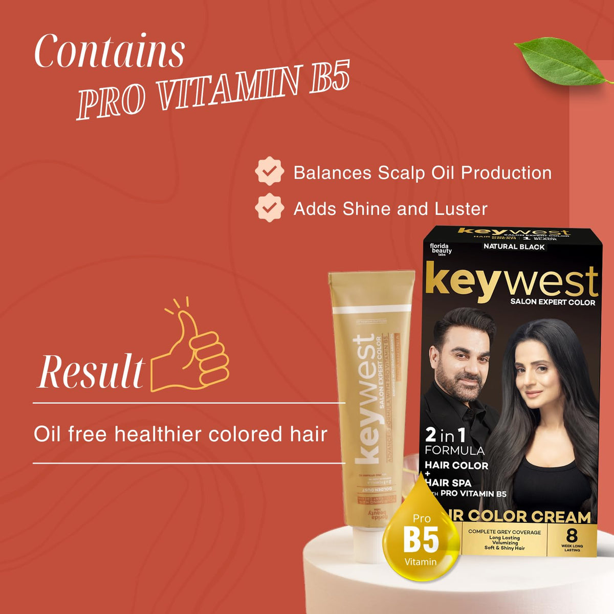 Keywest Crème Hair Colour Natural Black - 130ml (Ammonia Free) | Hair Color Cream | 2in1 Formula Hair Color + Hair Spa with Pro Vitamin B5