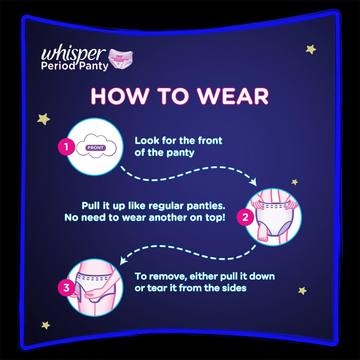 CONFETTIWOW Whisper Bindazzz Night Period Panty|6 M-L Panties|upto 0% Leaks|360 degree leakage protection|Full back coverage|Suitable for Heavy Flow|Flex fit|So