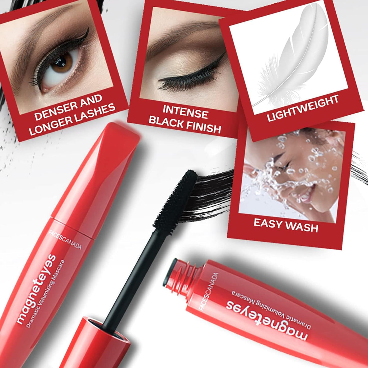 Faces Canada Magneteyes Dramatic Volumizing Mascara Black 9.5 ml (Black) 9.5 ml (Pack of 1)