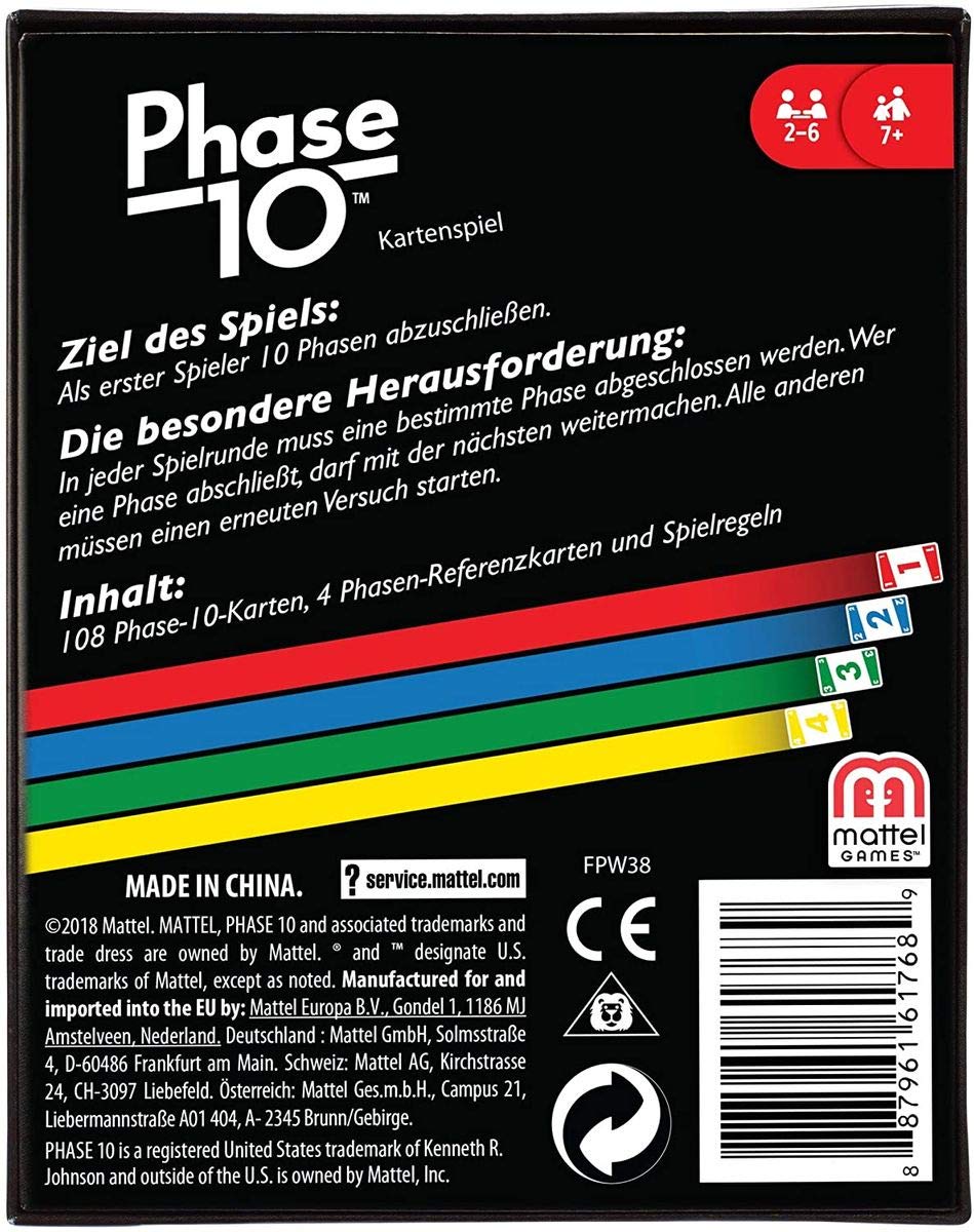 Mattel Games Phase 10 Card Game from 7 Years, 2-6 Players