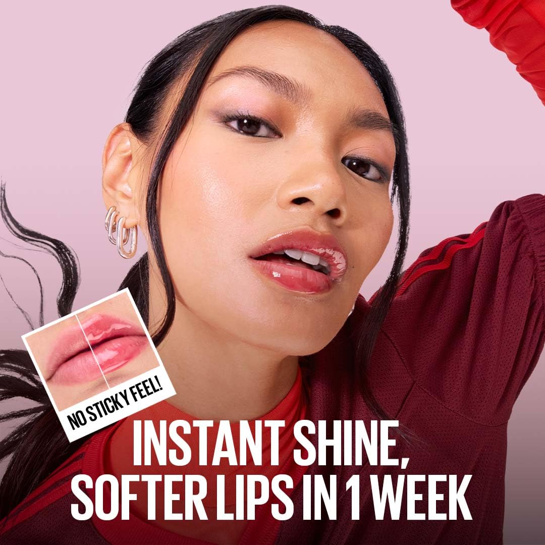 Maybelline New York Lifter Gel Lip Oil In Gel | Glass-like shine | 24H Hydration with Hyaluronic acid + Passionfruit Oil | Softer, bare lips in 1 week - Mintini, 6.6ml