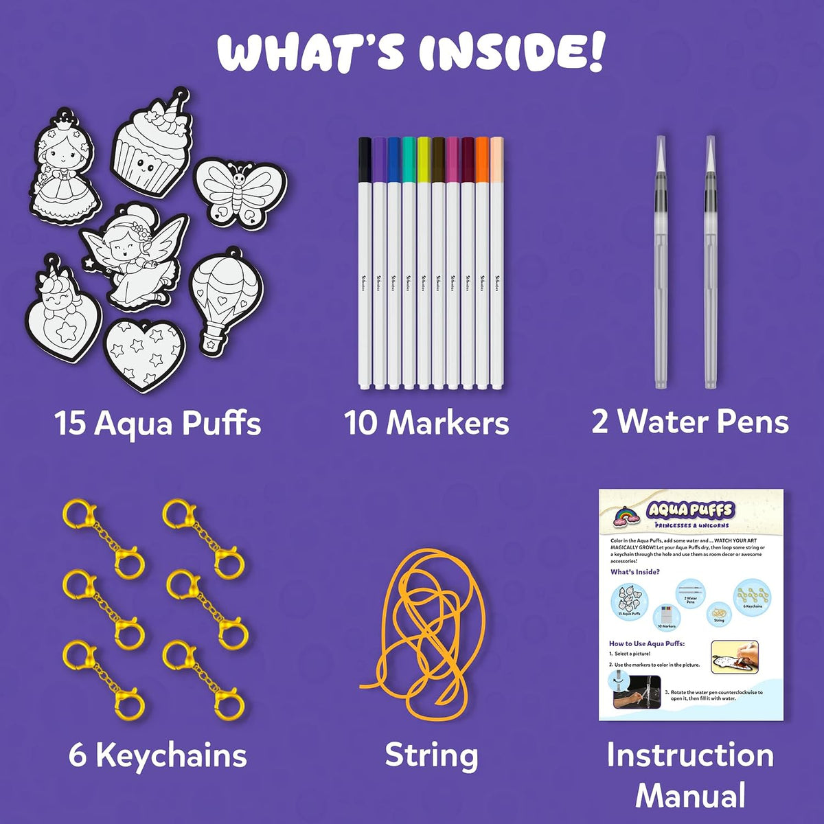 Skillmatics Aqua Puffs Unicorns, Art & Craft Gift for Kids, Paint by Number Princesses & Unicorns