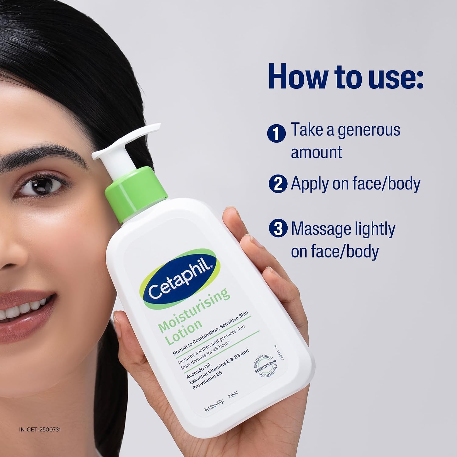 Cetaphil Moisturising Lotion 473 ml for Dry to Normal & Sensitive Skin | 48H Hydration with Niacinamide, Panthenol & Glycerin | Fragrance-Free, Non-Greasy, Dermatologist Recommended, For Face and Body