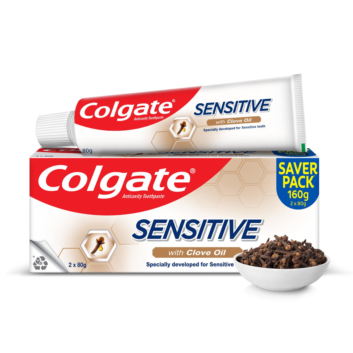 Colgate Sensitive Toothpaste with Clove Oil, for Sensitivity Relief, 160g, 160 g (Pack of 1)