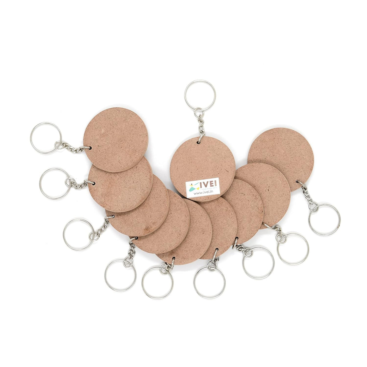 IVEI Diy Mdf Key Chains - Mdf Plain Square Key Chains - Set Of 20-2 In X 2 In (Non - Primer, Mixed), Beige Non - Primer Mixed