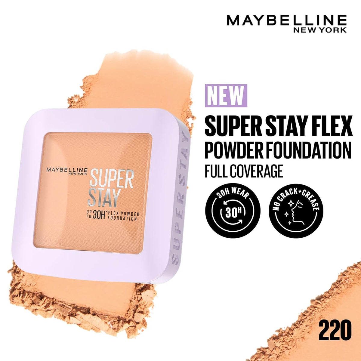 Maybelline New York Super Stay Flex Powder Foundation, 128 128 9 g (Pack of 1)