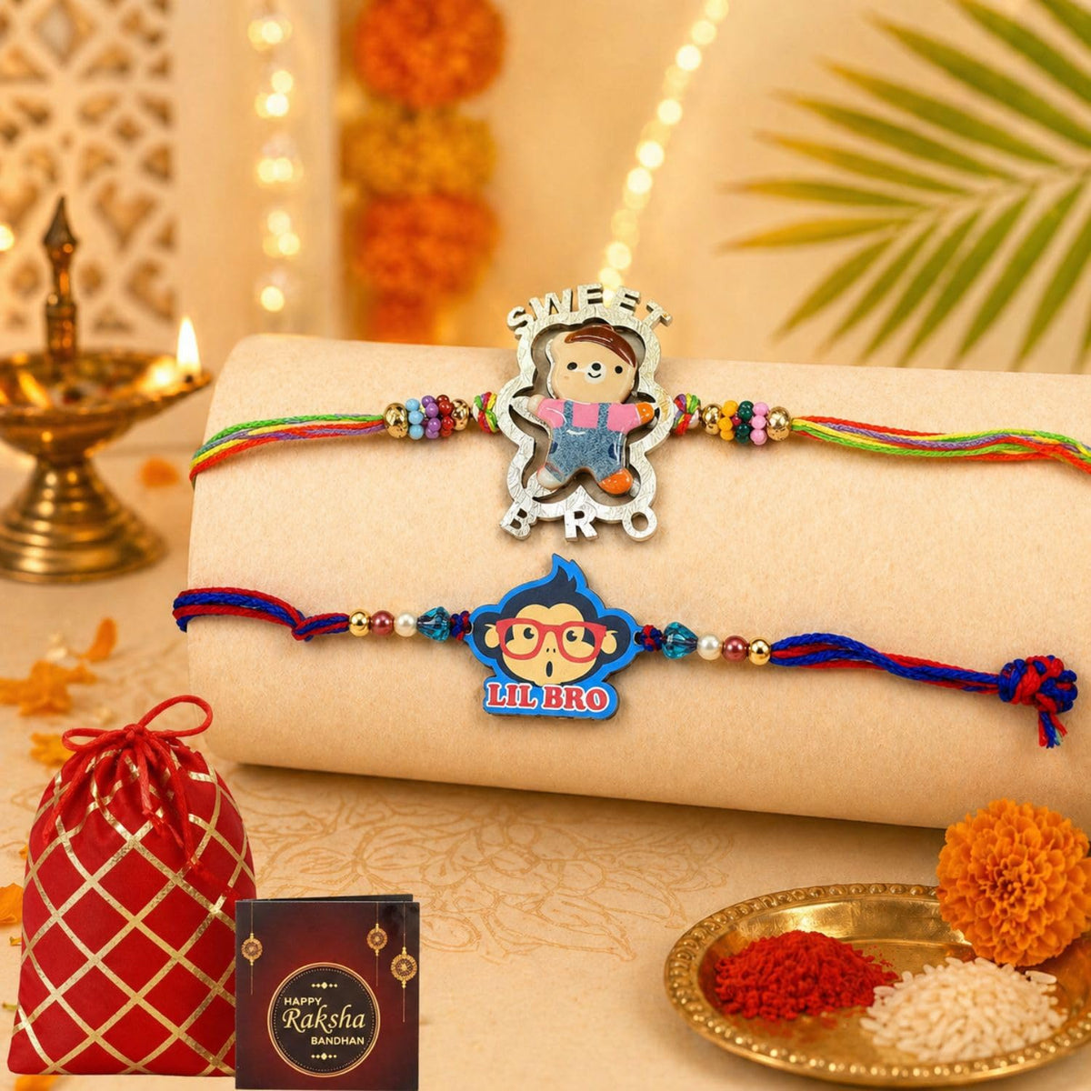 Kalakriti Cartoon Character Rakhi Set of 2 for Kids Brother – Fun & Colorful Rakshabandhan for Boys & Toddlers RakhiGanesh