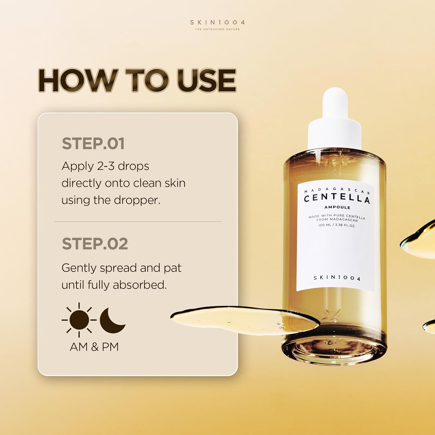 SKIN1004 Madagascar Centella Asiatica Ampoule Facial Serum | 100% Centella Asiatica Extract for Soothing Sensitive and Acne-Prone Skin, 55ml