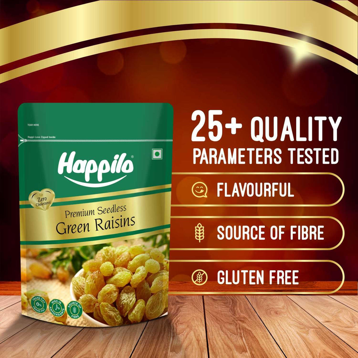 Happilo Premium Seedless Green Raisins 500g | Quality Kishmish/Kismis | Dry Fruits, Healthy Snacks | Rich in Iron & Vitamin B | Antioxidant Rich | Healthy Dry F