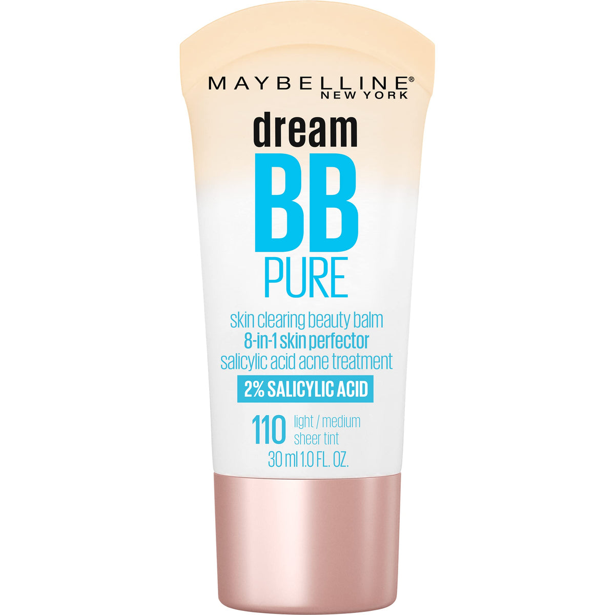 Maybelline Dream Pure BB Cream, Light/Medium, 1 Ounce 30 ml (Pack of 1) 110 LIGHT/MEDIUM