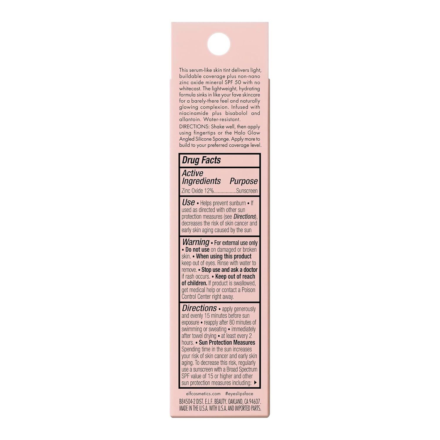 e.l.f. Halo Glow Skin Tint SPF 50, Tinted Moisturizer For Light, Buildable Coverage, Creates A Natural Glow, Vegan & Cruelty-Free, 1 Fair Neutral