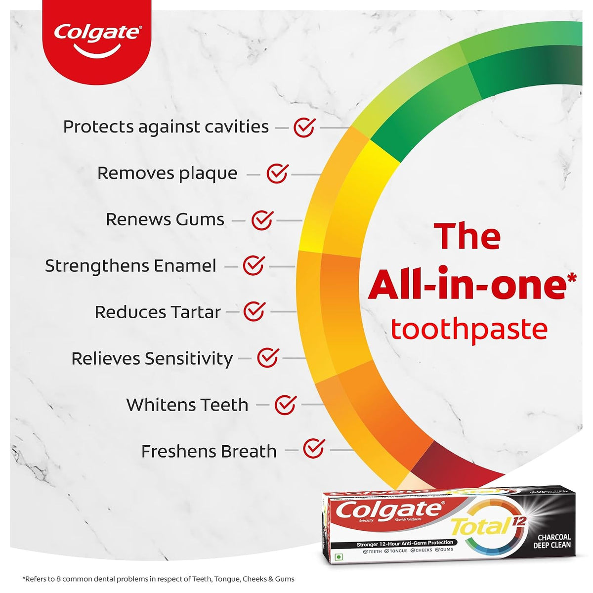 Colgate Total Whole Mouth Health, Antibacterial Toothpaste, 120gm (Charcoal Deep Clean) 120 g (Pack of 1)