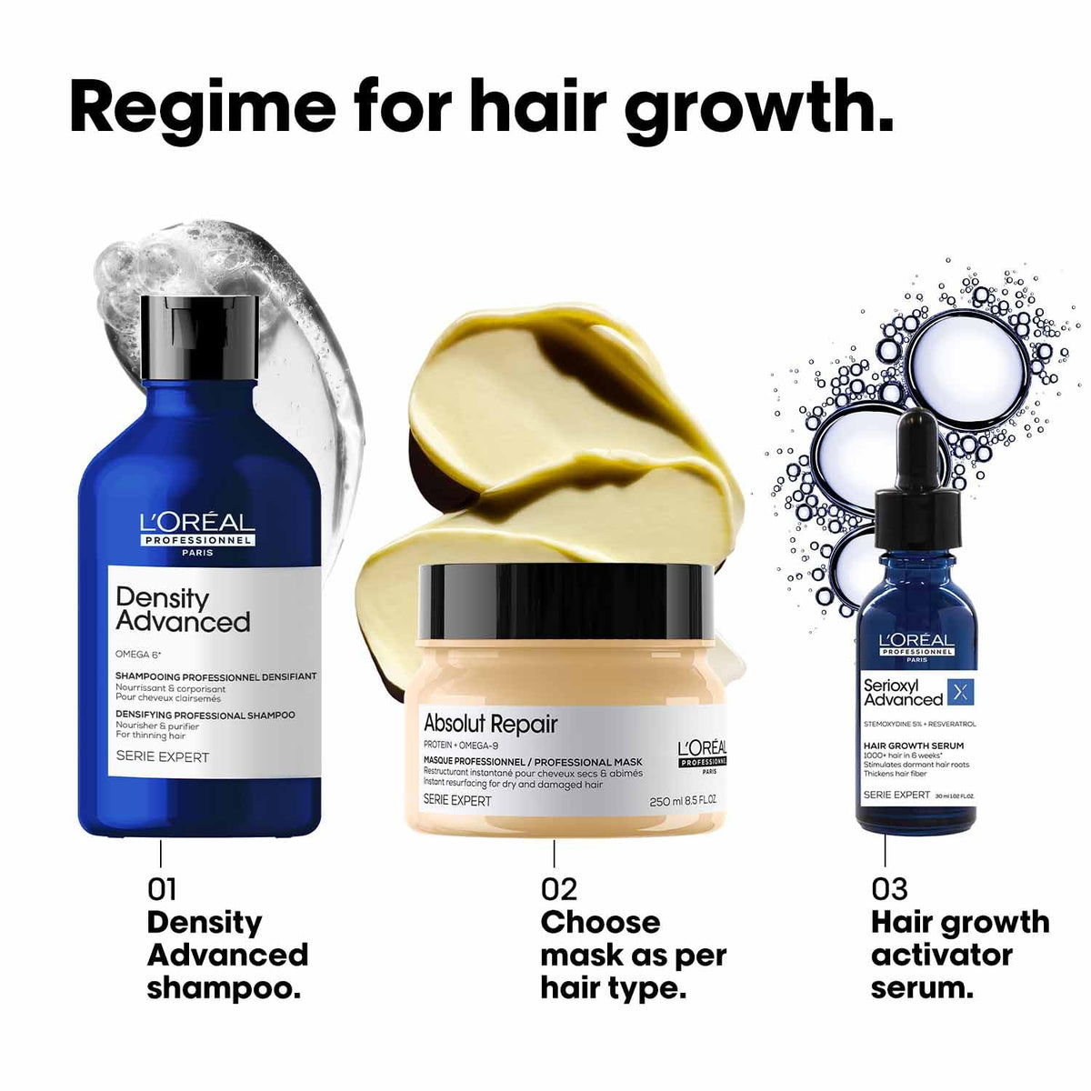 L'Oréal Professionnel Density Advanced Shampoo for Thinning Hair 300ml | Visibly Increases Volume & Bounce With Omega 6 | Restore Vitality | For Men & Women 300