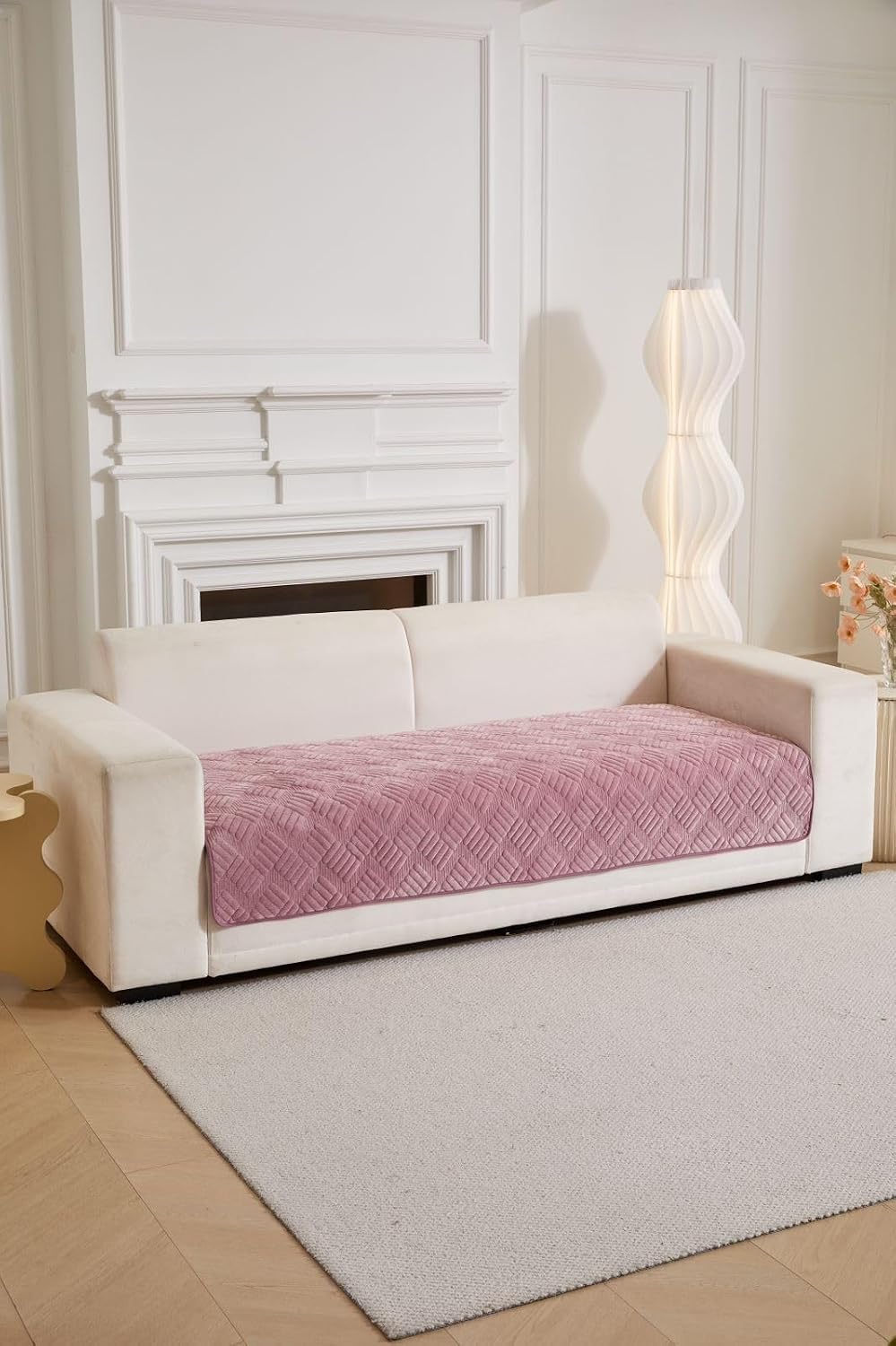 HOMETHREADS Innovative Premium Velvet Sofa Cover Mat with PVC Backing for Non-Slip Comfort (L_Move, 1 Seater Large | 70x90cm) L_Move 1 Seater Large | 70x90cm