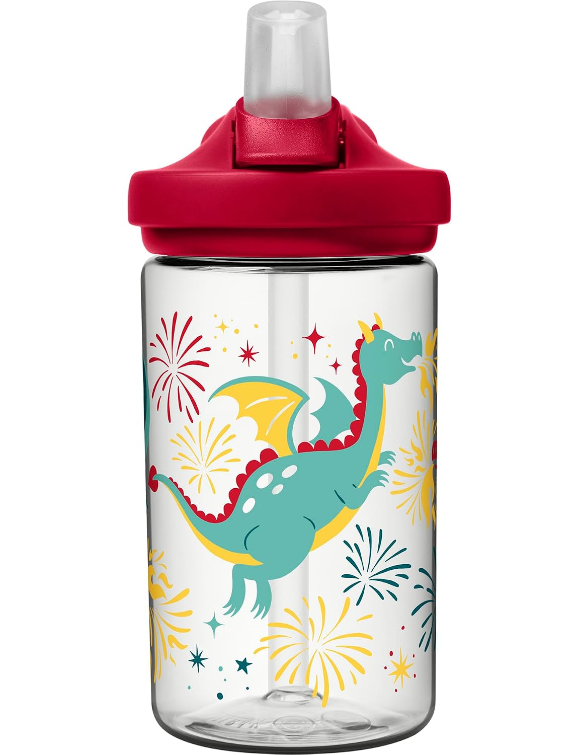 CamelBak Eddy+ Kids Everyday Water Bottle - Strong Drop Proof Design - BPA Free - Leak-proof - Dishwasher Safe - 400ml - Firework Dragon | Water Botte for Boys