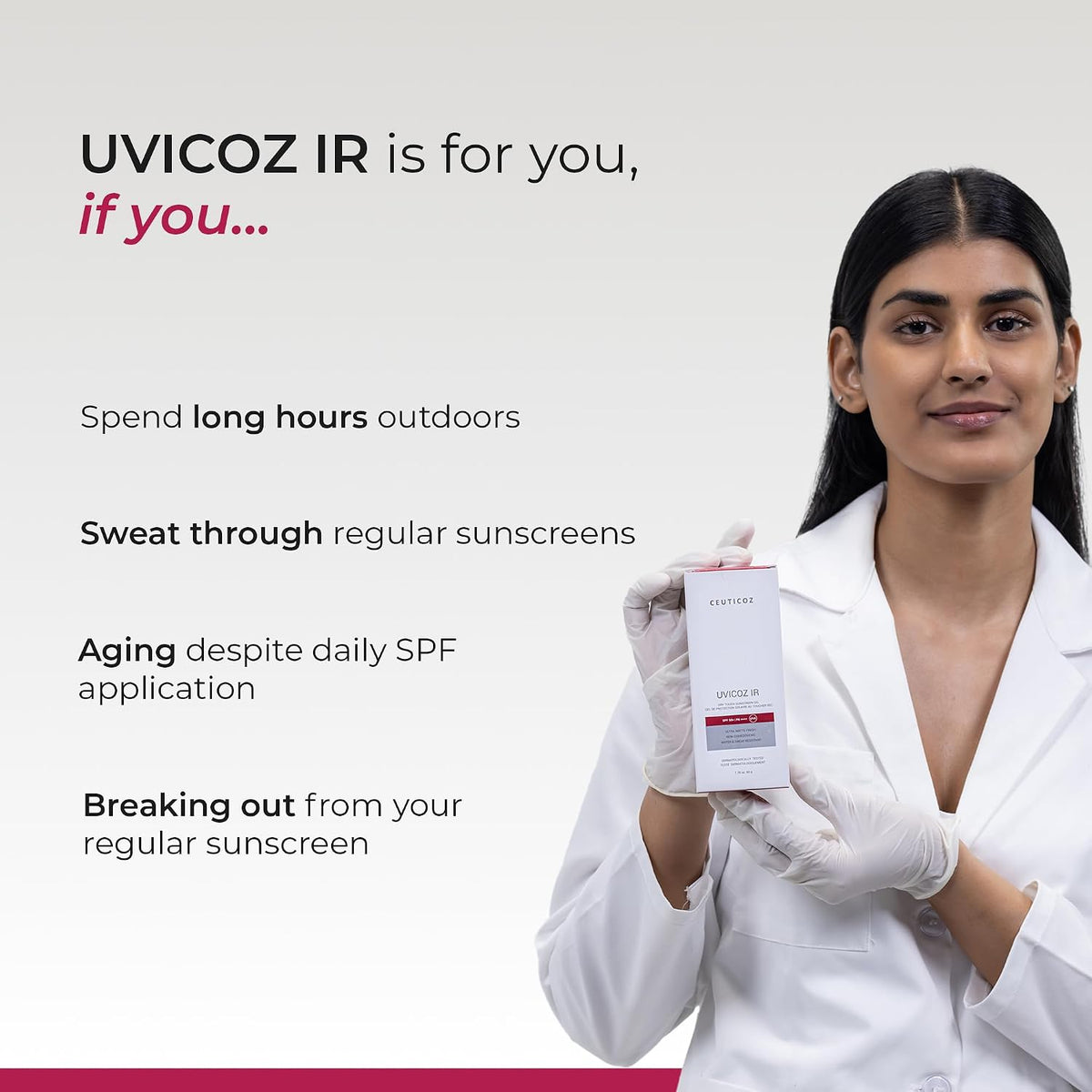 Ceuticoz Uvicoz IR Dry Touch Sunscreen Gel | SPF 50 PA++++ | For Sunburn & Thermal Aging | Infrared & UV protection with matte finish | Uvinal A & Bemotrizinol